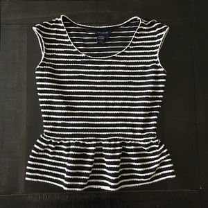 MAX EDITION Black and White Striped Flounce Top